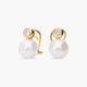 Pendientes de oro 18K con perlas y circonitas 14 mm