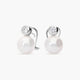 Pendientes de oro blanco 18K con perlas y circonitas 14 mm