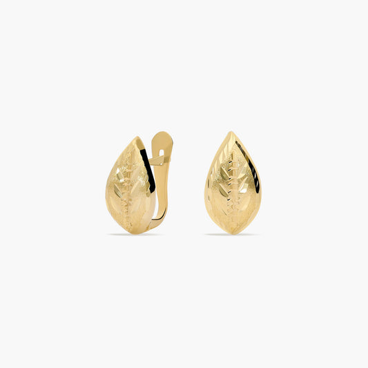 Pendientes forma de hoja de oro 18K 12 mm