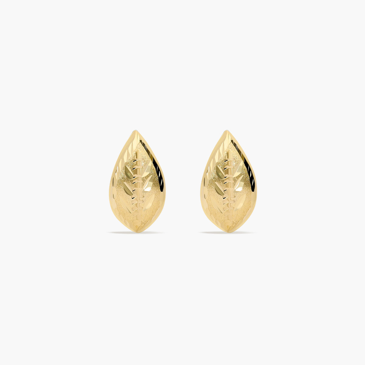 Pendientes forma de hoja de oro 18K 12 mm