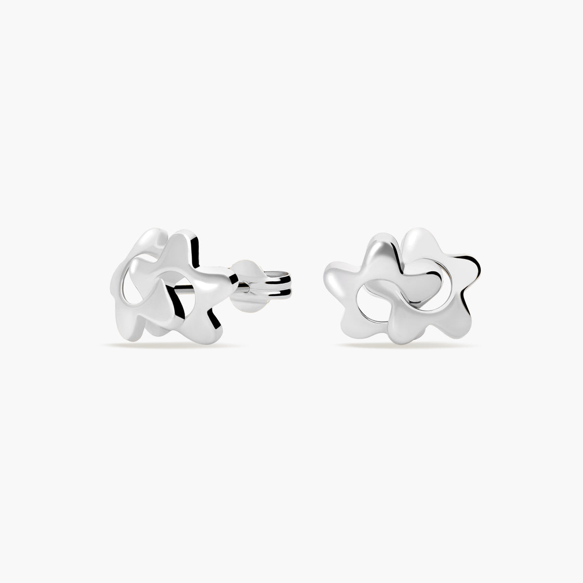 Pendientes flor enlazada de oro blanco 18K 10 mm