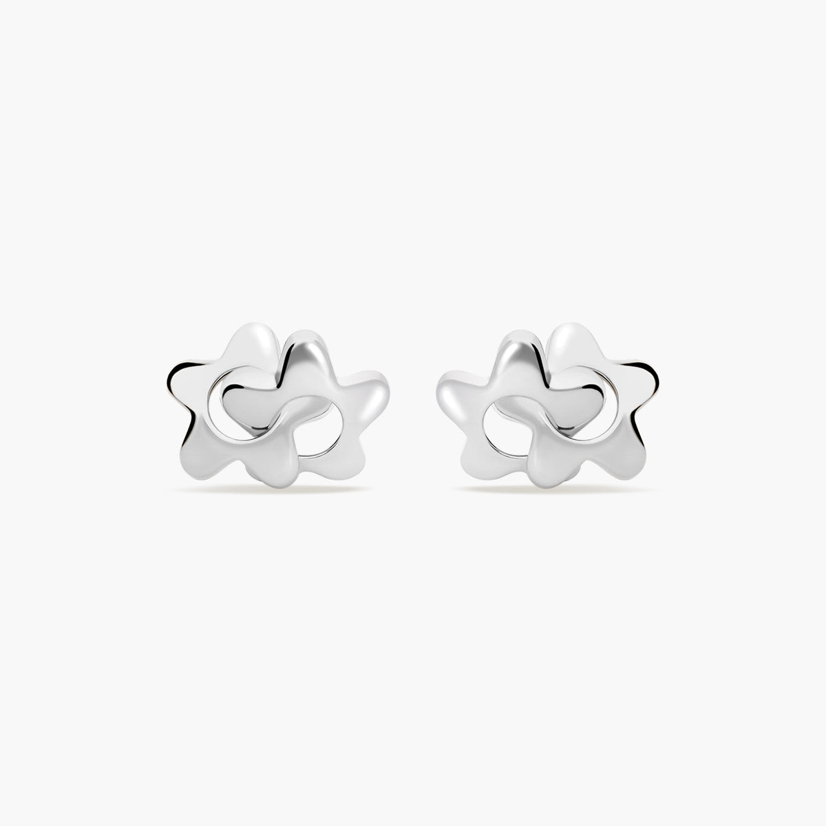 Pendientes flor enlazada de oro blanco 18K 10 mm