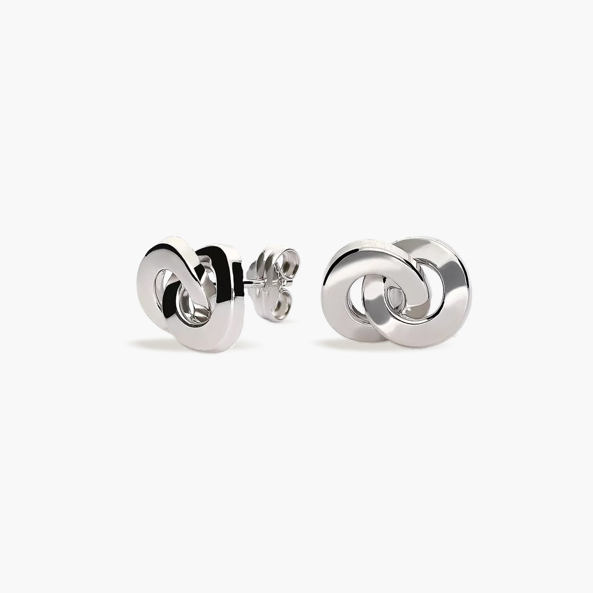 Pendientes círculo enlazado de oro blanco 18K 10 mm
