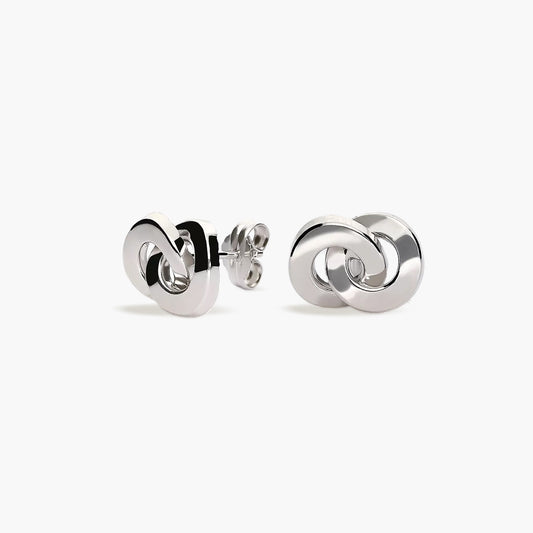 Pendientes círculo enlazado de oro blanco 18K 10 mm