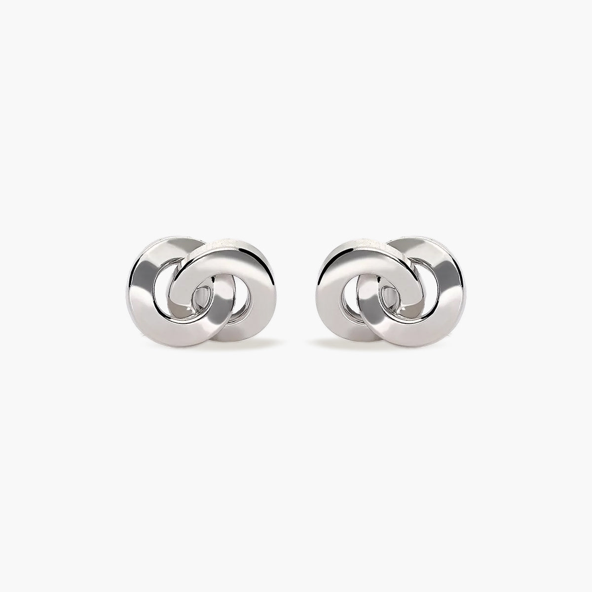 Pendientes círculo enlazado de oro blanco 18K 10 mm