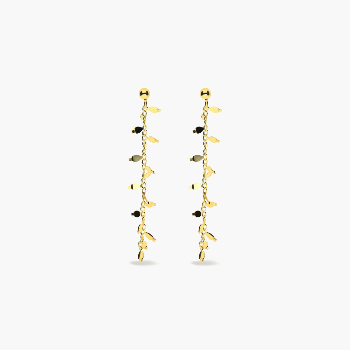 Pendientes largos de oro 18K cadena tipo mayra 48 mm