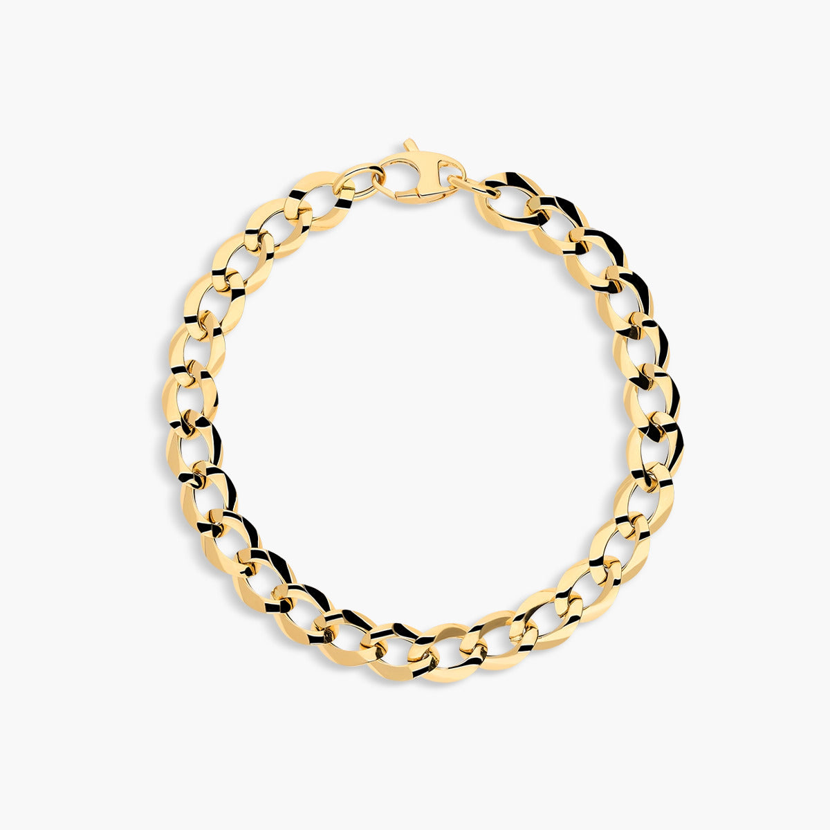 Pulsera de oro 18K eslabón anillas 19 cm