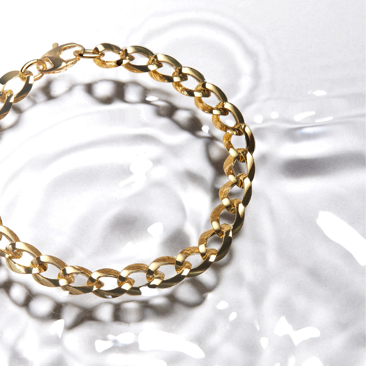 Pulsera de oro 18K eslabón anillas 19 cm