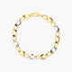 Pulsera de oro bicolor 18K eslabón anillas 19 cm