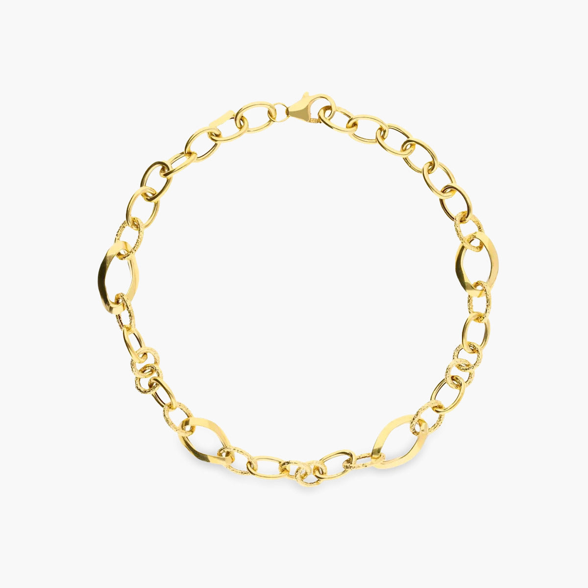 Pulsera de oro 18K eslabón anillas 19 cm