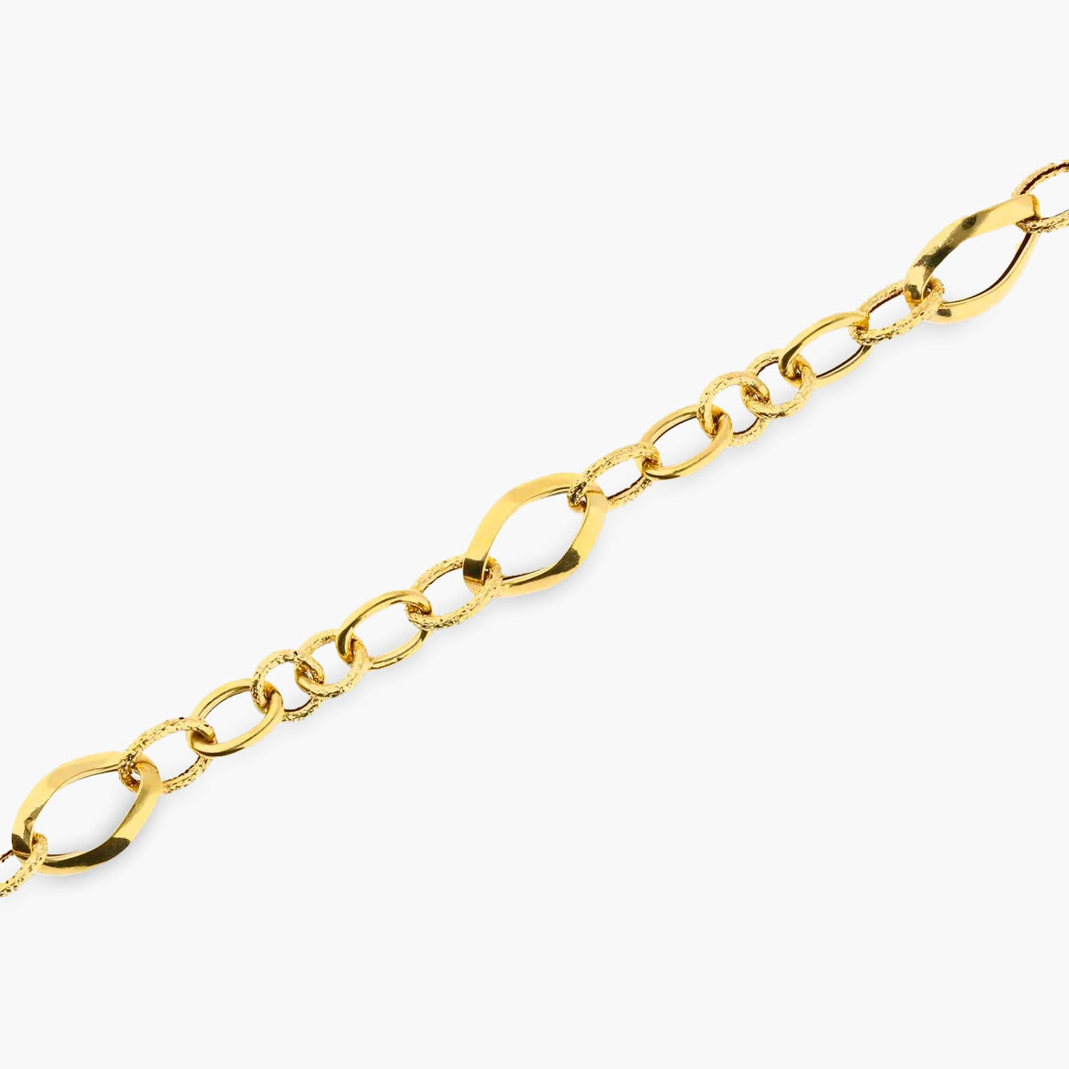 Pulsera de oro 18K eslabón anillas 19 cm