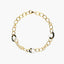 Pulsera de oro bicolor 18K eslabón anillas 19 cm