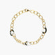 Pulsera de oro bicolor 18K eslabón anillas 19 cm