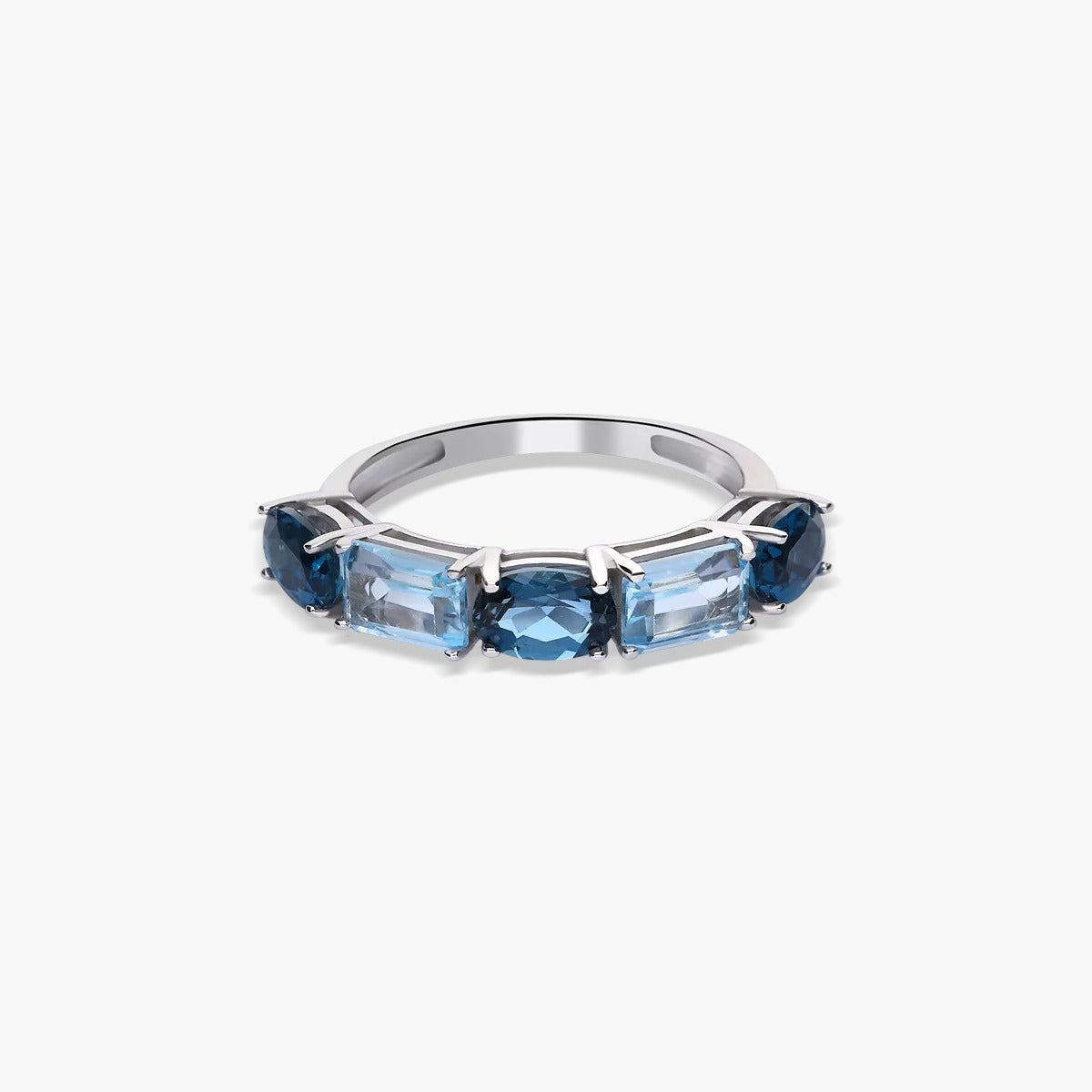 Anillo de oro blanco 18K topacio DEEP SEA