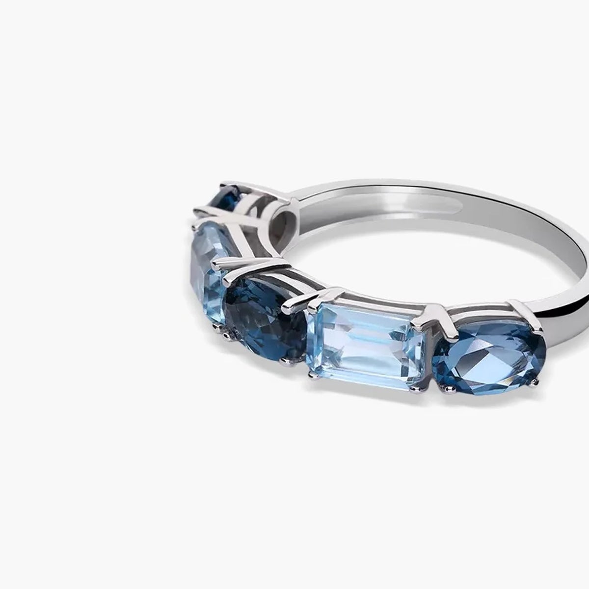 Anillo de oro blanco 18K topacio DEEP SEA