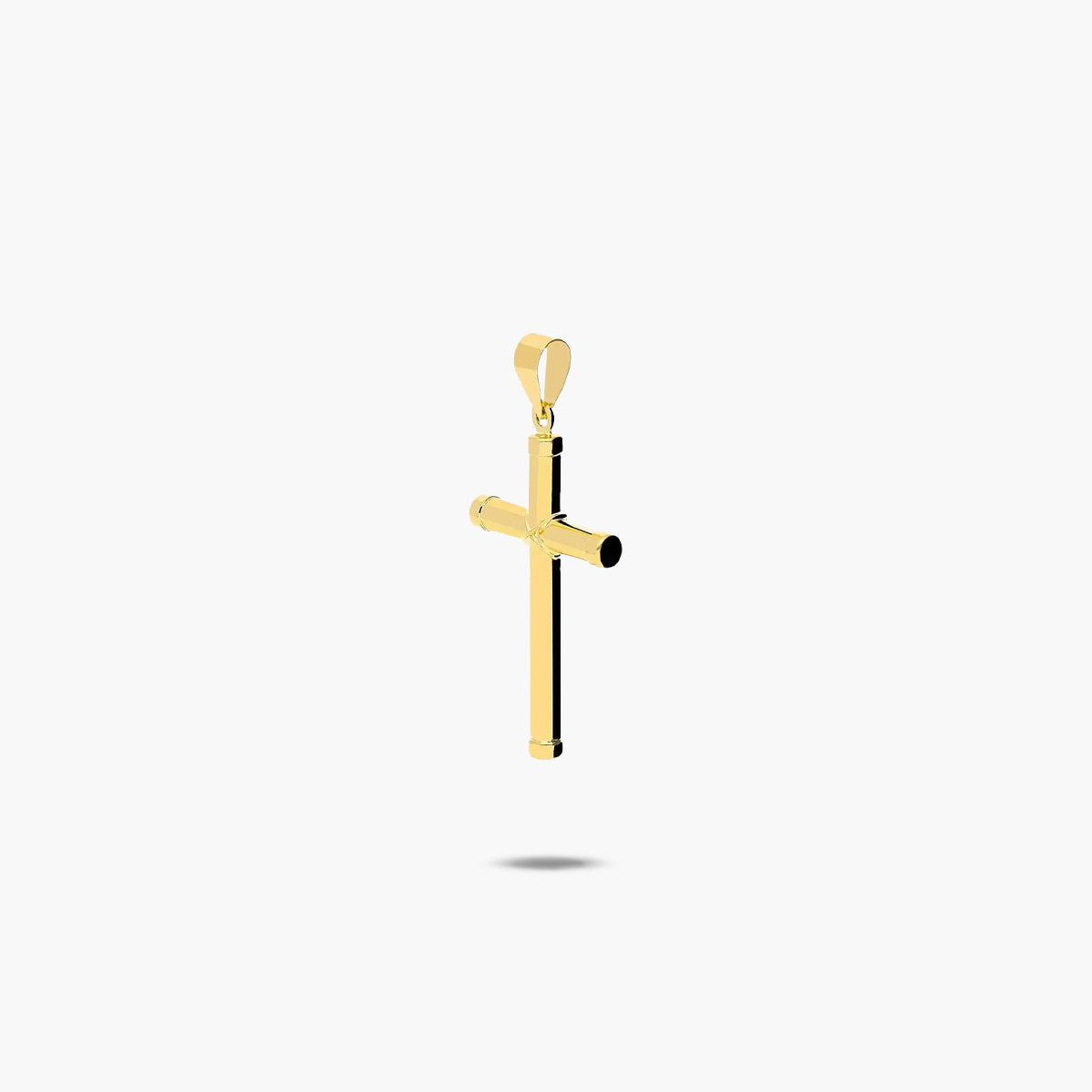 Cruz palo redondo liso de oro 18K 28x07 mm
