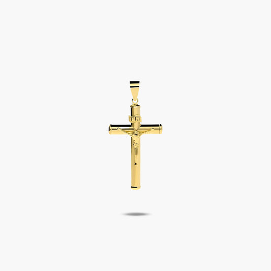 Cruz Cristo inri palo clásico de oro 18K 35 mm
