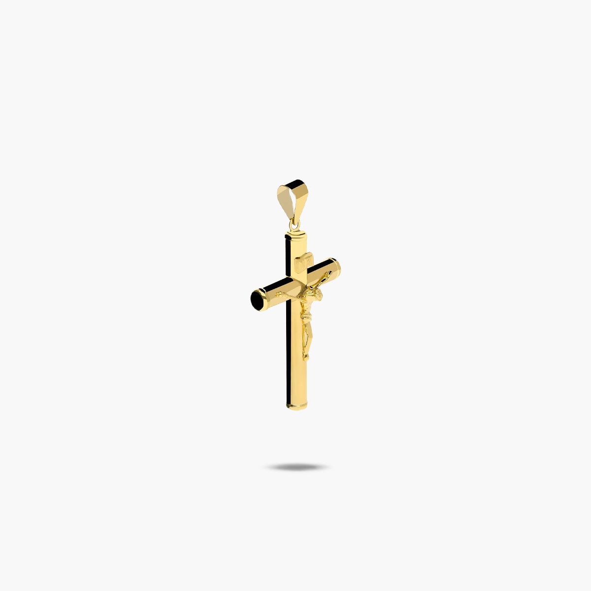 Cruz Cristo inri palo clásico de oro 18K 35 mm