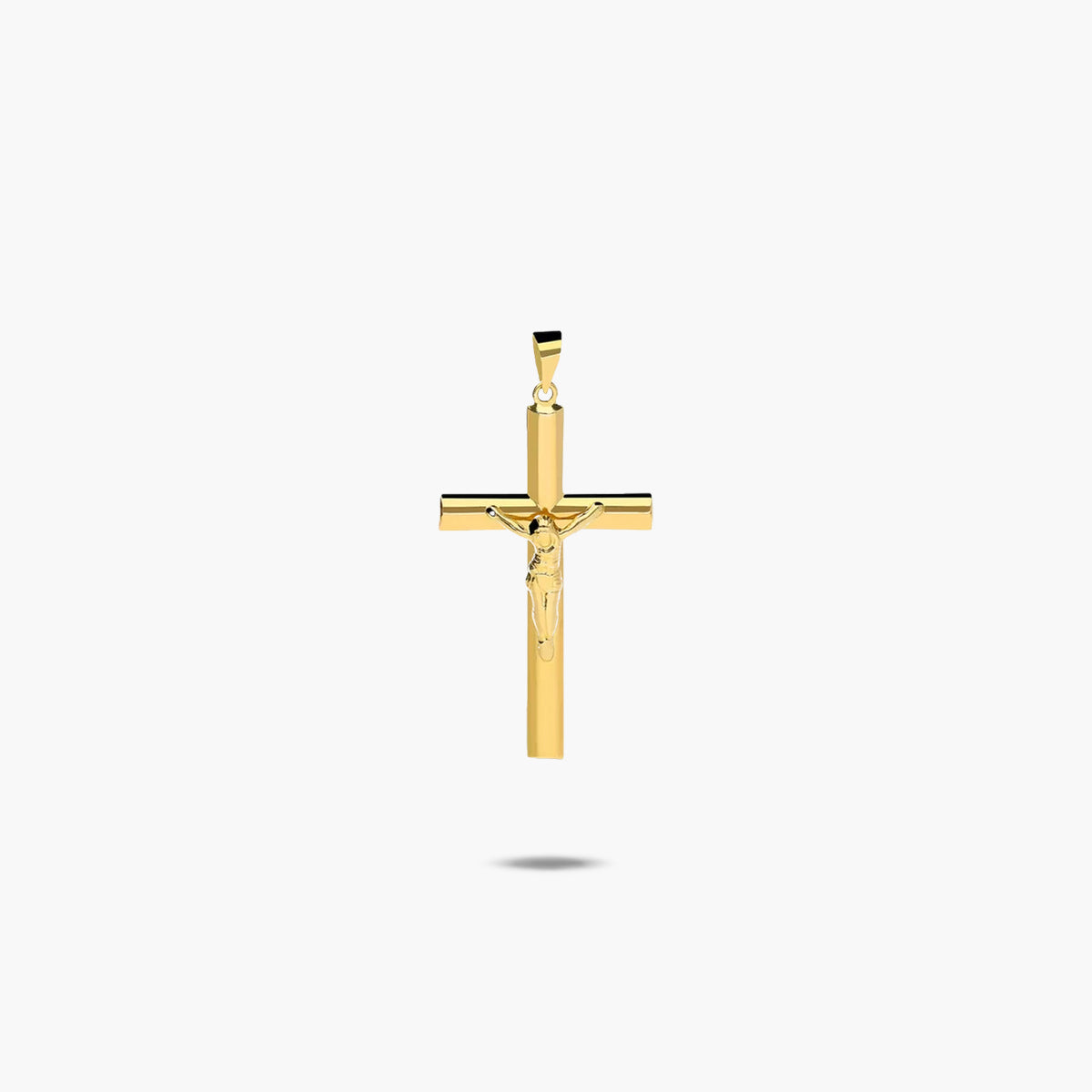 Cruz Cristo palo plano de oro 18K 34 mm
