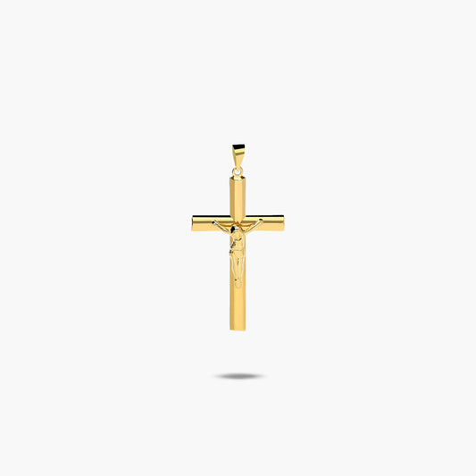 Cruz Cristo palo plano de oro 18K 34 mm