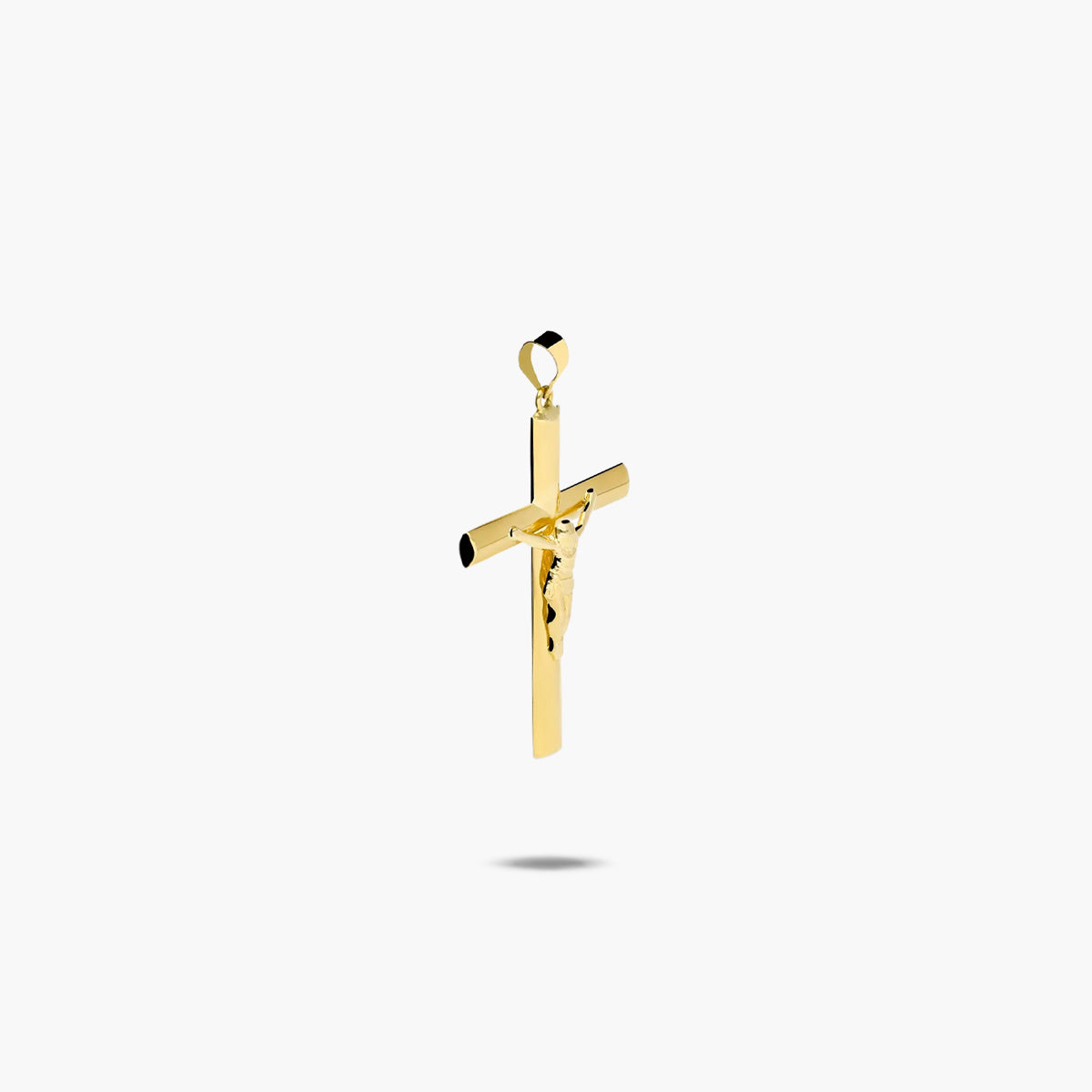 Cruz Cristo palo plano de oro 18K 34 mm