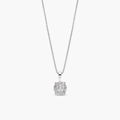 Collar de oro blanco 18K diamante natural 0.05 ct. 4 mm