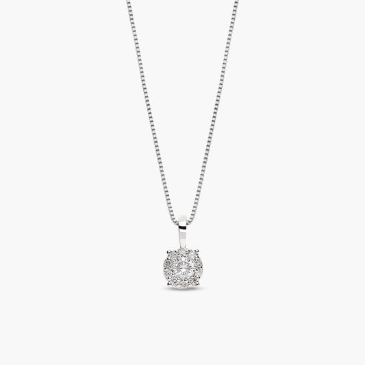 Collar de oro blanco 18K diamante natural 0.05 ct. 4 mm