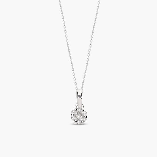 Collar de oro blanco 18K diamante natural 0.10 ct. 4 mm