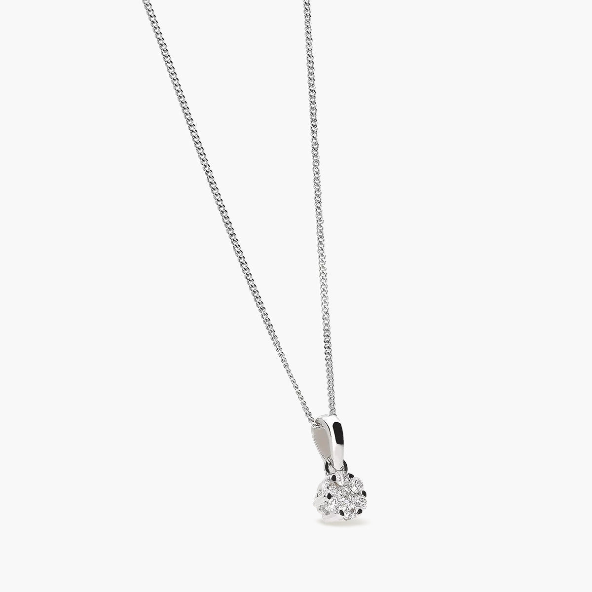 Collar de oro blanco 18K diamante natural 0.10 ct. 4 mm