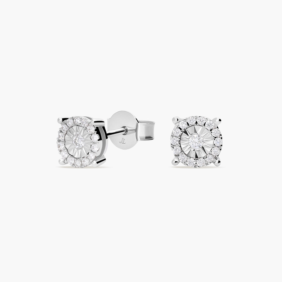 Pendientes redondos de oro blanco 18K diamante natural 0.2 ct. 6 mm