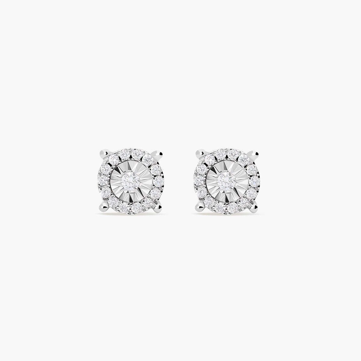 Pendientes redondos de oro blanco 18K diamante natural 0.2 ct. 6 mm