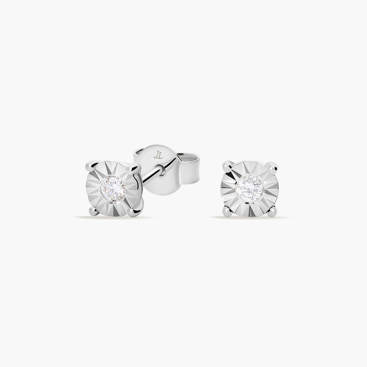 Pendientes redondos de oro blanco 18K diamante natural 0.12 ct. 6 mm
