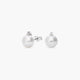 Pendientes de oro blanco 18K diamante natural 0.04 ct. con perlas 10 mm