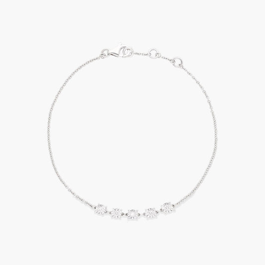 Pulsera de oro blanco 18K diamante natural 0.11 ct. 16-18 cm