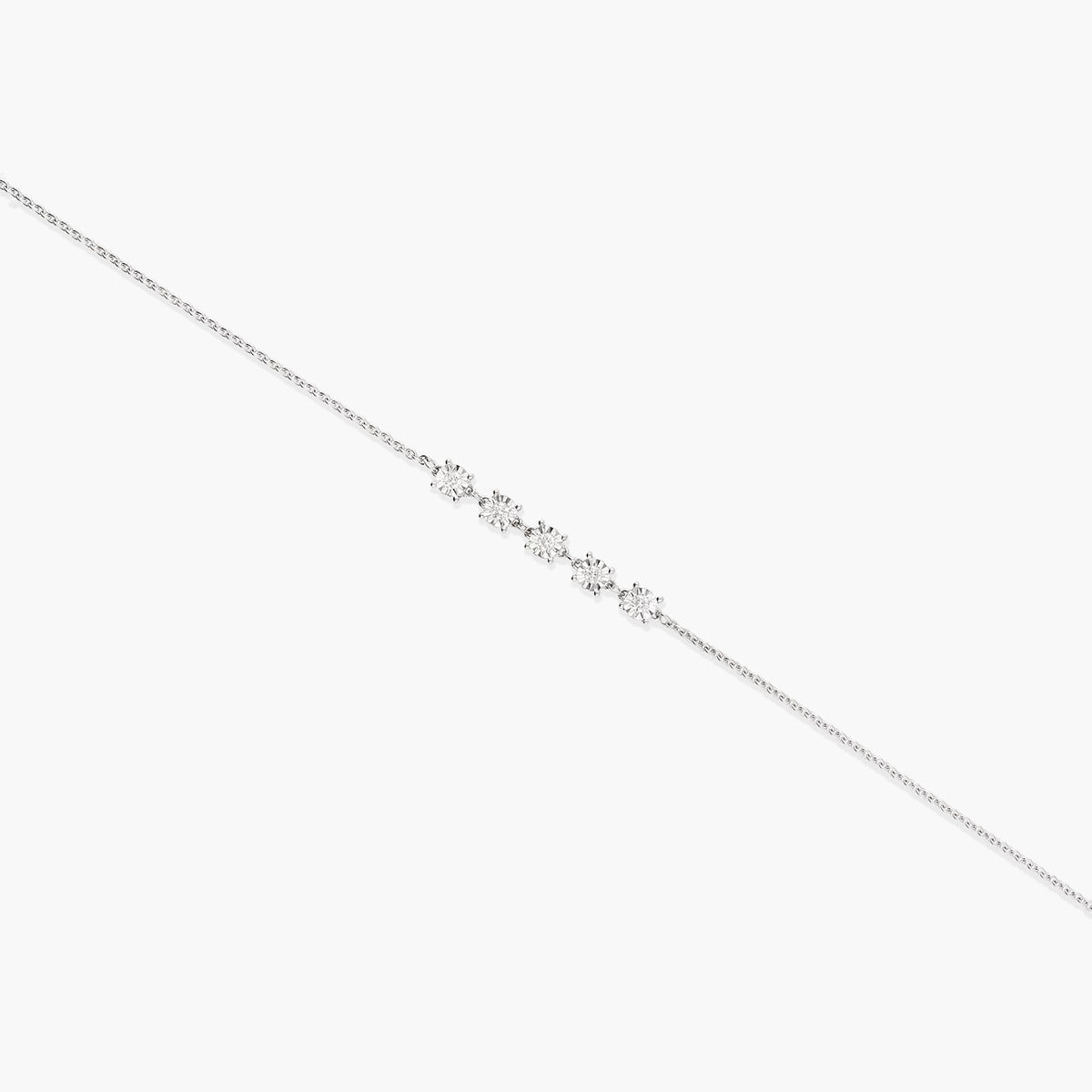 Pulsera de oro blanco 18K diamante natural 0.11 ct. 16-18 cm