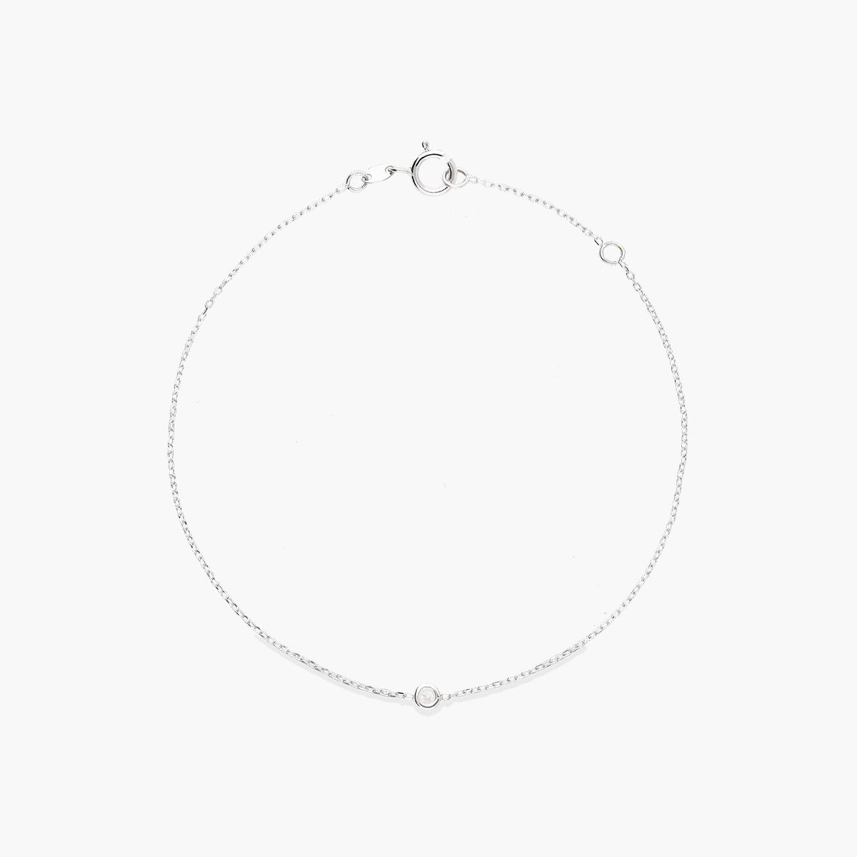 Pulsera de oro blanco 18K diamante natural 0.03 ct. 17-19 cm