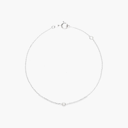 Pulsera de oro blanco 18K diamante natural 0.03 ct. 17-19 cm