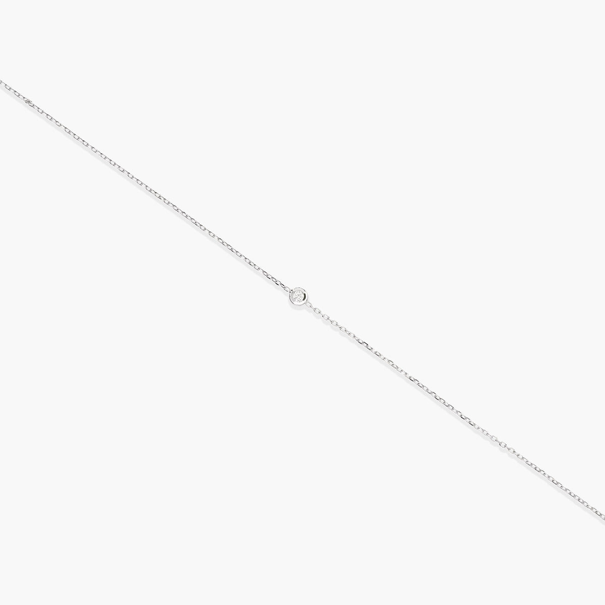 Pulsera de oro blanco 18K diamante natural 0.03 ct. 17-19 cm