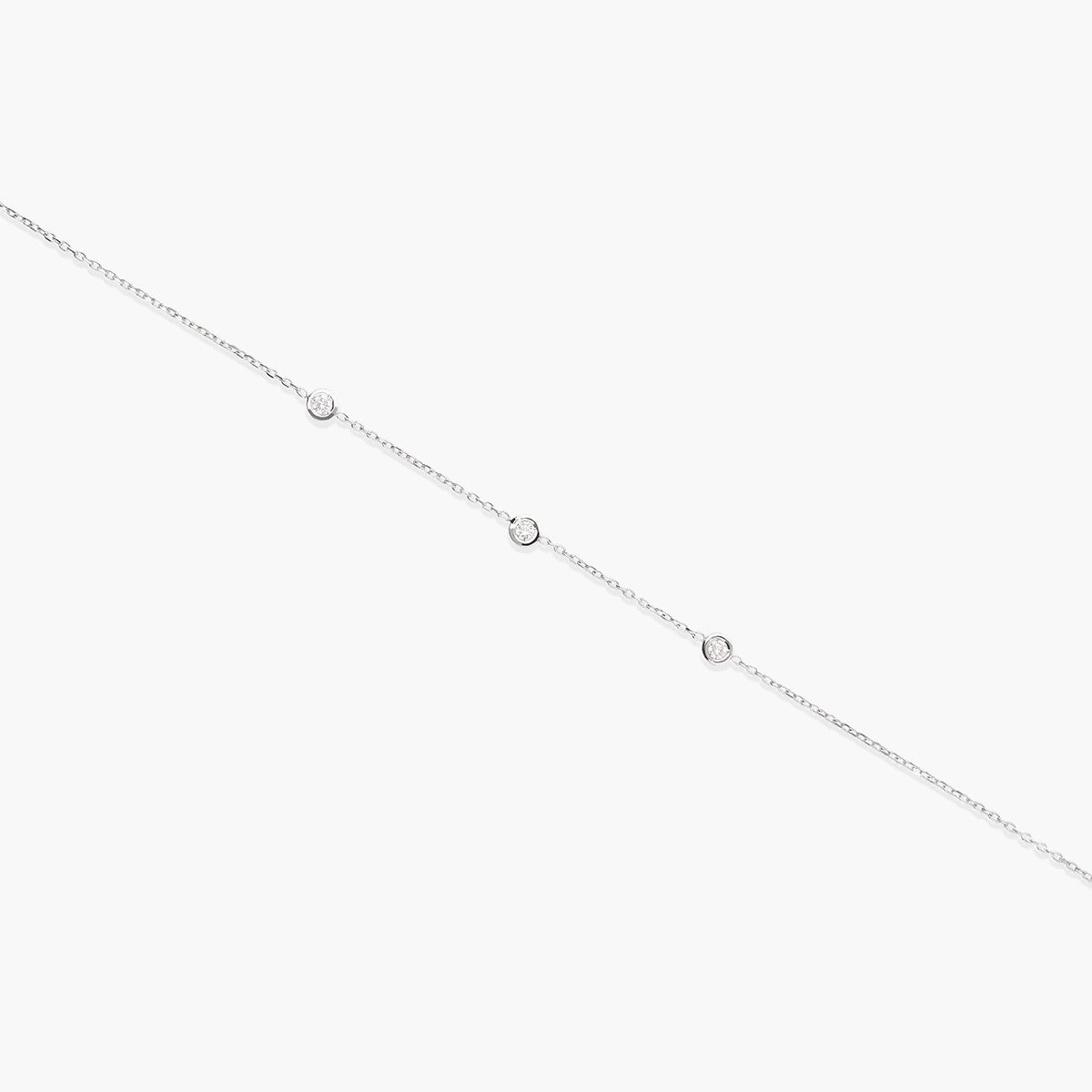 Pulsera de oro blanco 18K diamante natural 0.09 ct. 17-19 cm