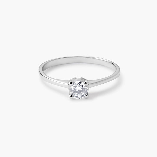 Anillo de oro blanco 18K diamante natural 0.3 ct. MOON