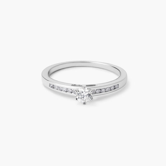 Anillo de oro blanco 18K diamante natural 0.3 ct. COMET