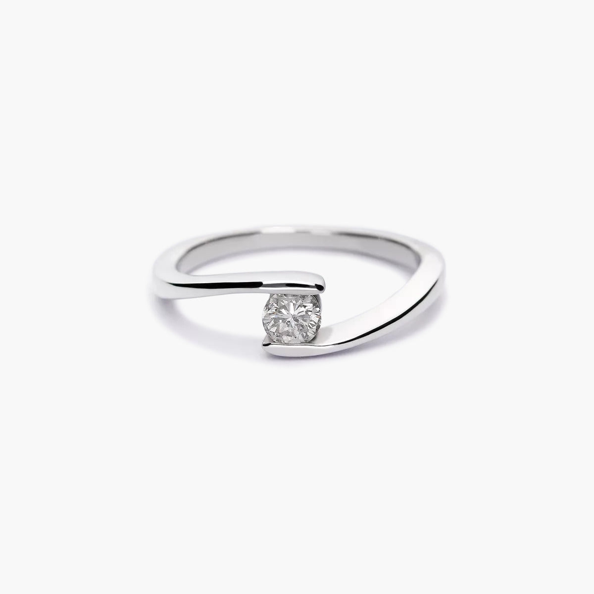 Anillo de oro blanco 18K diamante natural 0.2 ct. GRAVITY