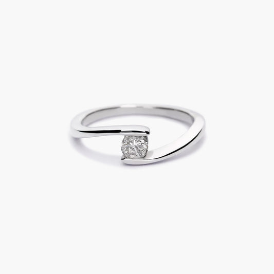Anillo de oro blanco 18K diamante natural 0.2 ct. GRAVITY