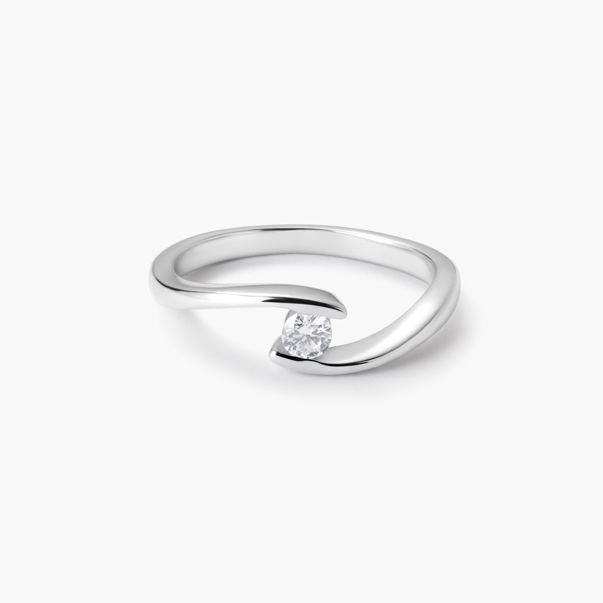 Anillo de oro blanco 18K diamante natural 0.15 ct. GRAVITY