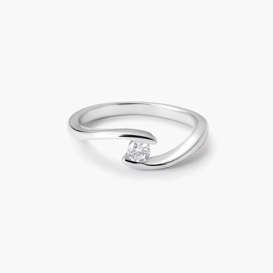 Anillo de oro blanco 18K diamante natural 0.15 ct. GRAVITY