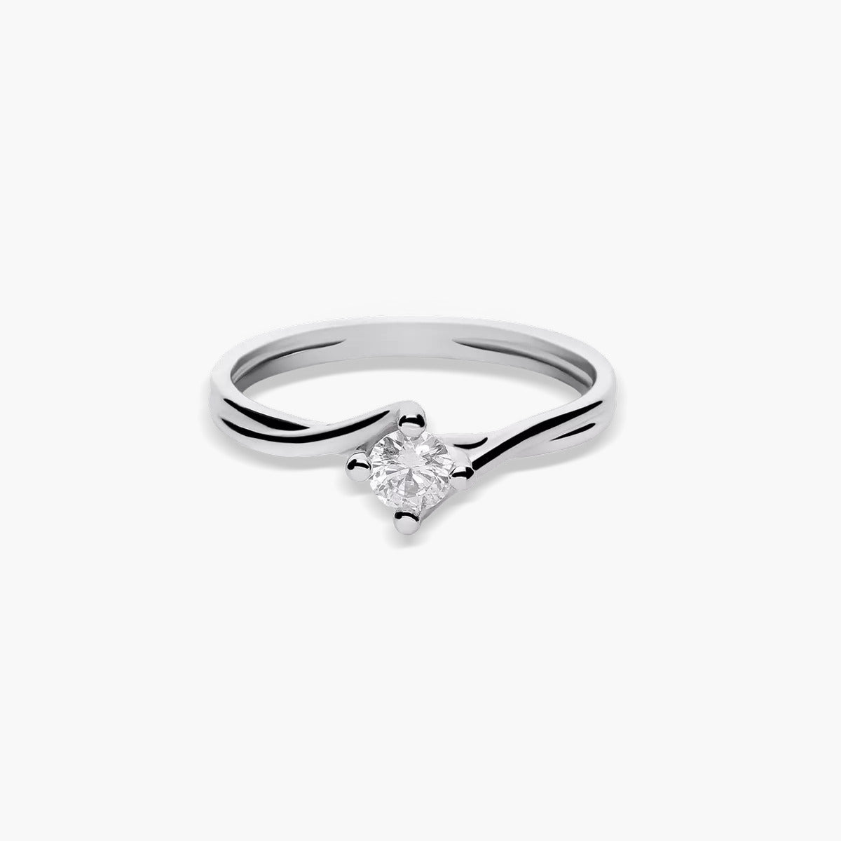 Anillo de oro blanco 18K diamante natural 0.25 ct. SWIRL