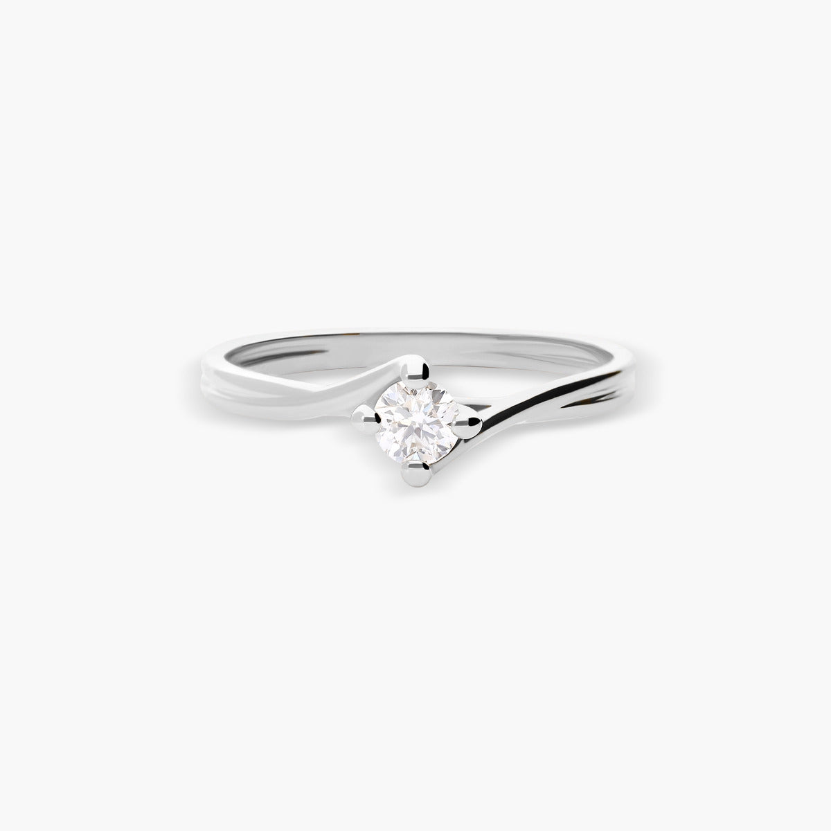 Anillo de oro blanco 18K diamante natural 0.2 ct. SWIRL