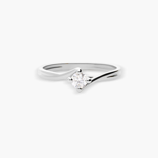 Anillo de oro blanco 18K diamante natural 0.2 ct. SWIRL