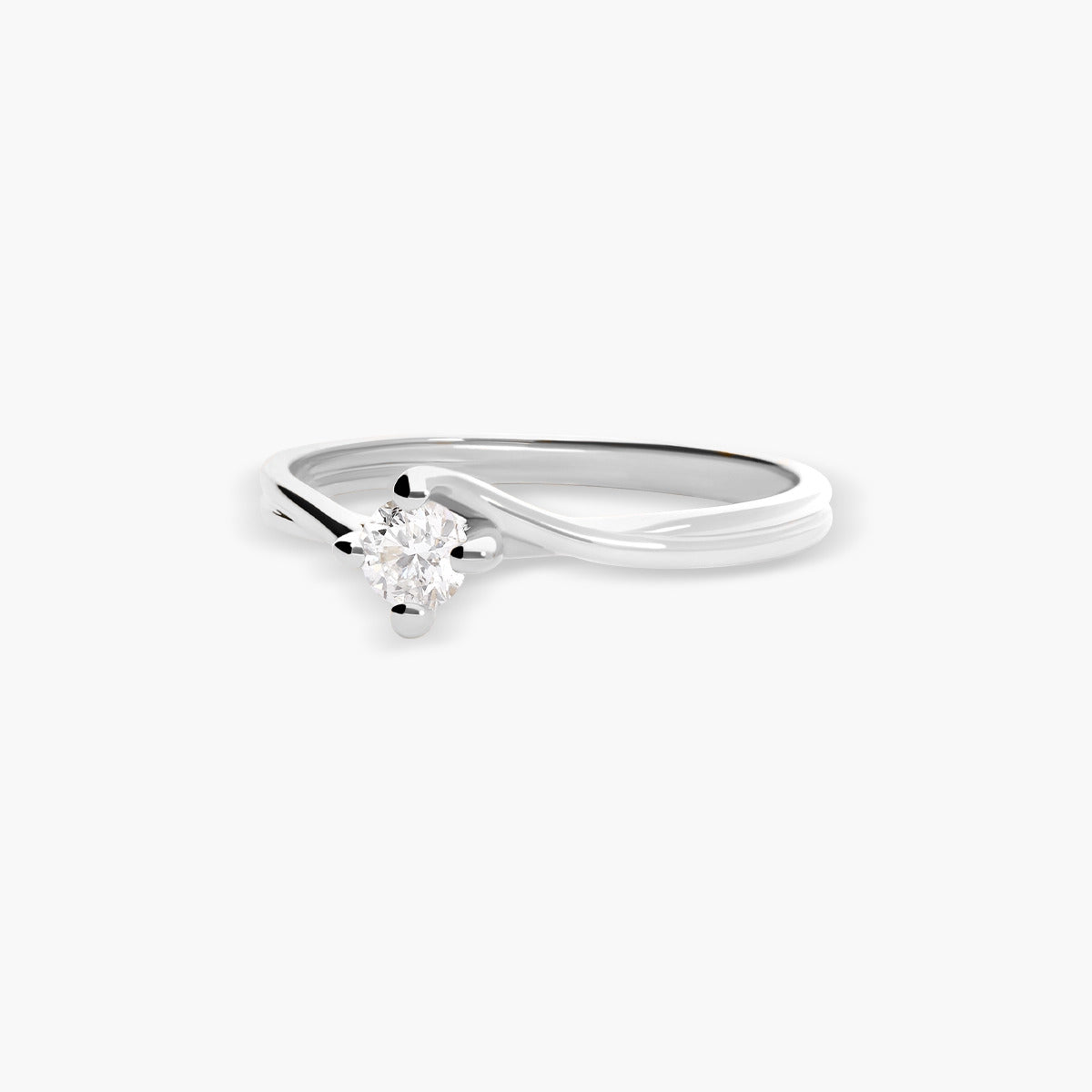 Anillo de oro blanco 18K diamante natural 0.2 ct. SWIRL