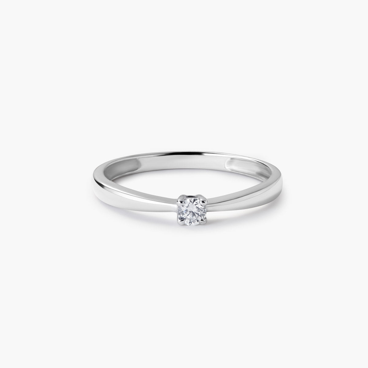 Anillo de oro blanco 18K diamante natural 0.1 ct. MOON